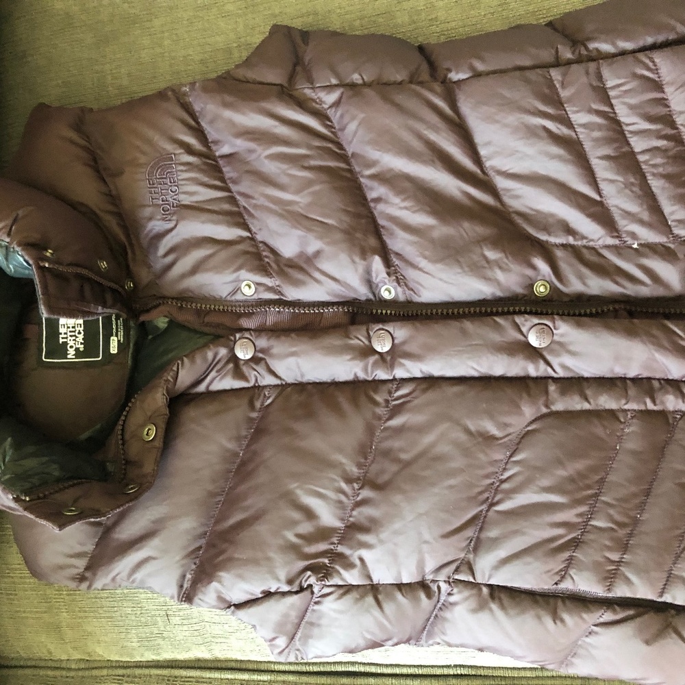 Plum colored north face puffer